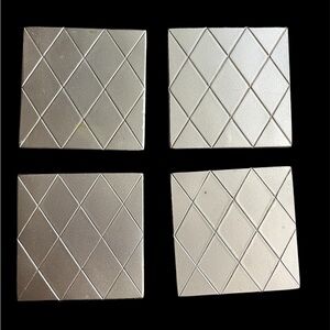 Pier 1 Set Of 4 Gold Tone Diamond Geometric Pattern Coasters